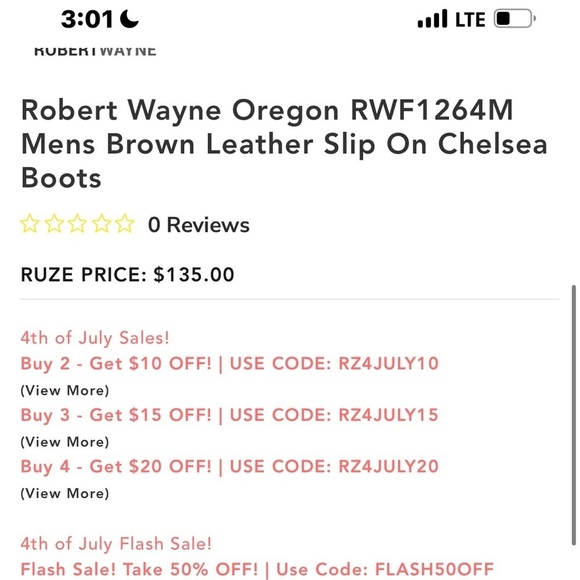 Robert Wayne Men’s Oregon Brown Leather Slip on Chelsea Boot Size 10 - Picture 14 of 16